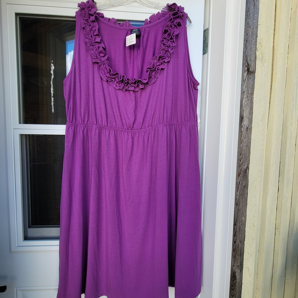 Vibrant Purple Ruffled Sleevless Dress  4X